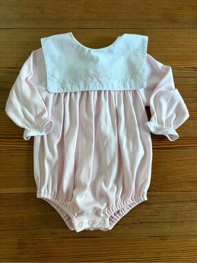 Pink Long Sleeve Girls Bubble with Embroidery